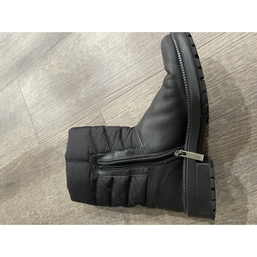 $650 AQUATALIA LORI Quilted LEATHER BOOTs‎ WATERPROOF Mid Calf Zip SZ 8
